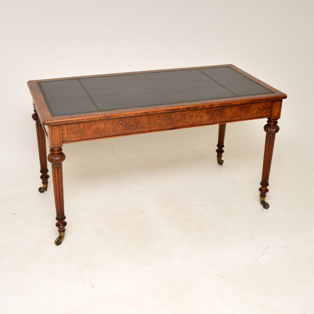 Antique Victorian Burr Walnut Writing Table by Holland & Sons