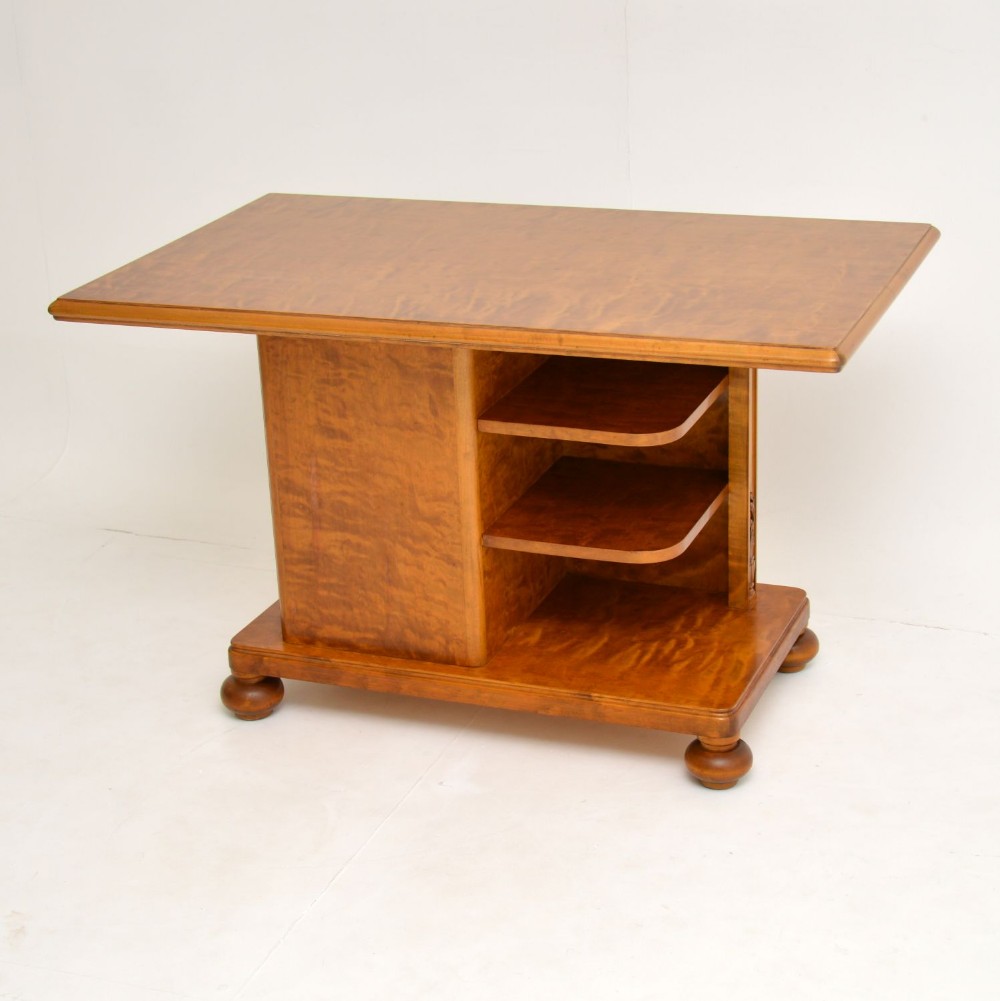 Antique Swedish Satin Birch Coffee / Library Table