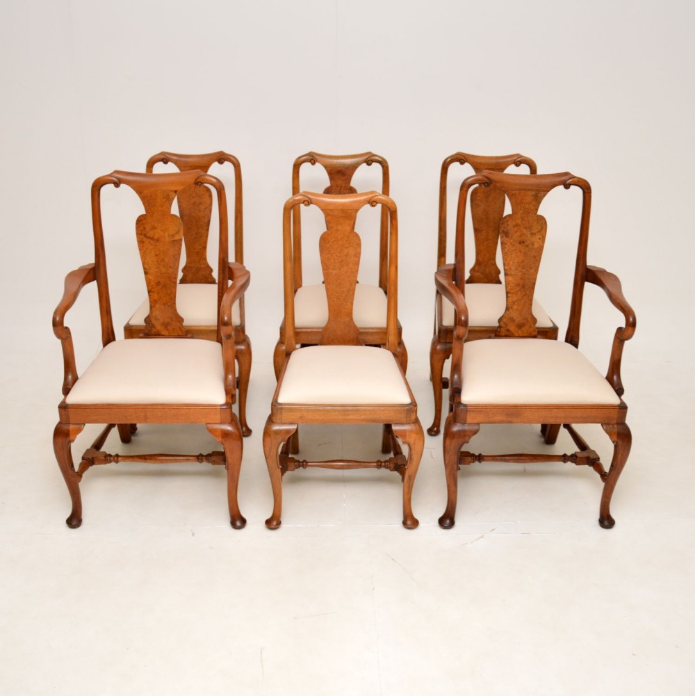 Set of 6 Antique Walnut Dining Chairs