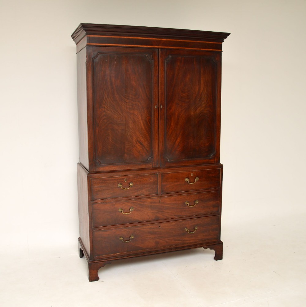 Antique Georgian Mahogany Linen Press Wardrobe
