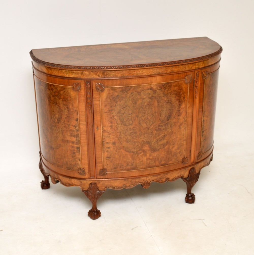 Antique Burr Walnut Bow Front Cabinet