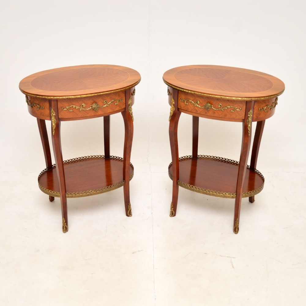 Pair of Antique French Inlaid Parquetry Side Tables