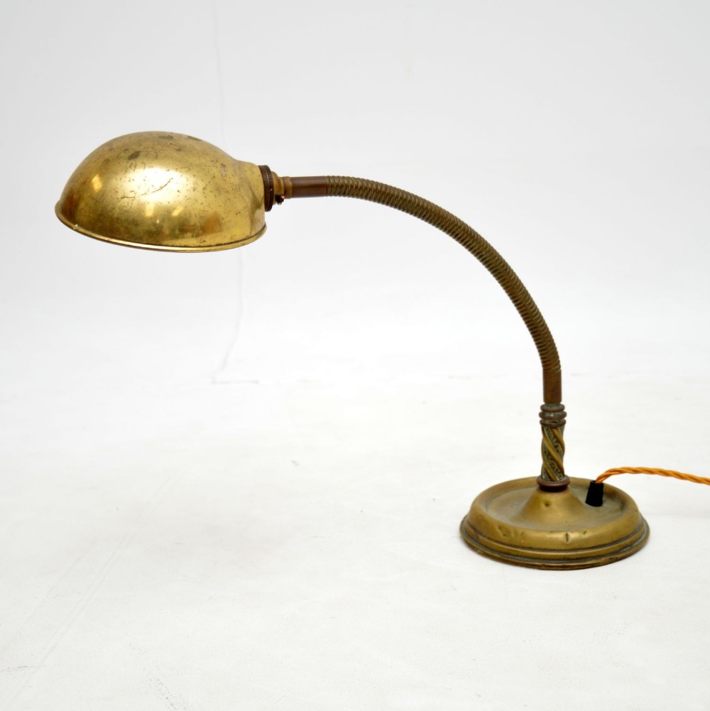 Antique Brass Goose Neck Desk Lamp