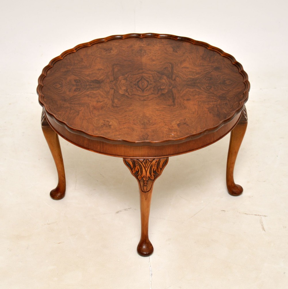 Antique Burr Walnut Pie Crust Coffee Table