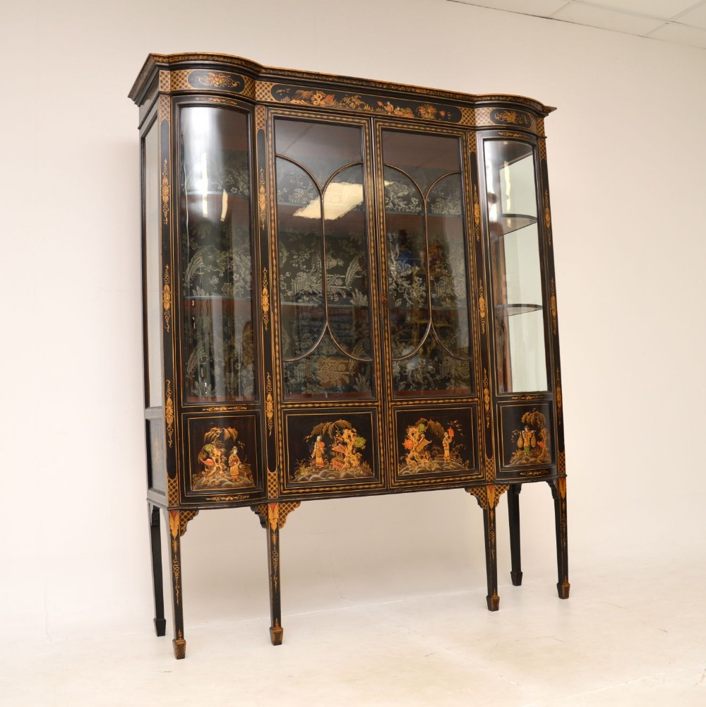 Antique Lacquered Chinoiserie Display Cabinet