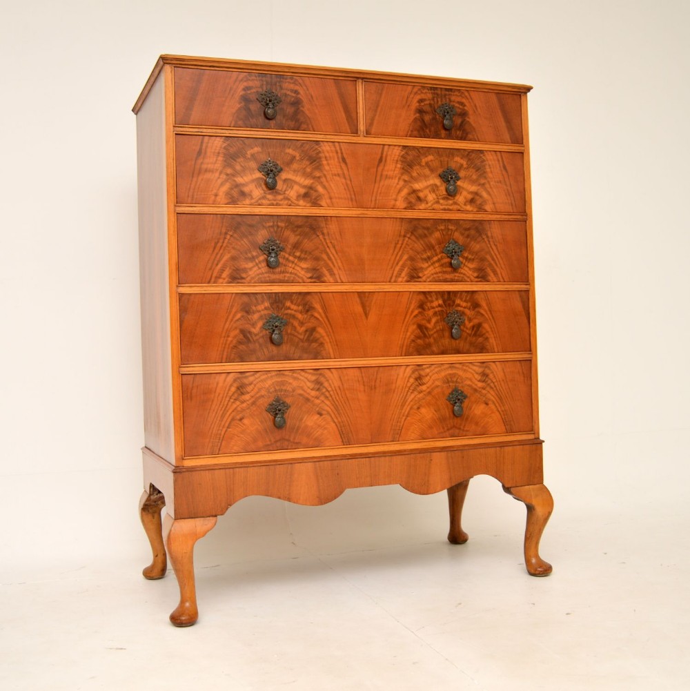 Large Antique Figured Walnut Chest of Drawers