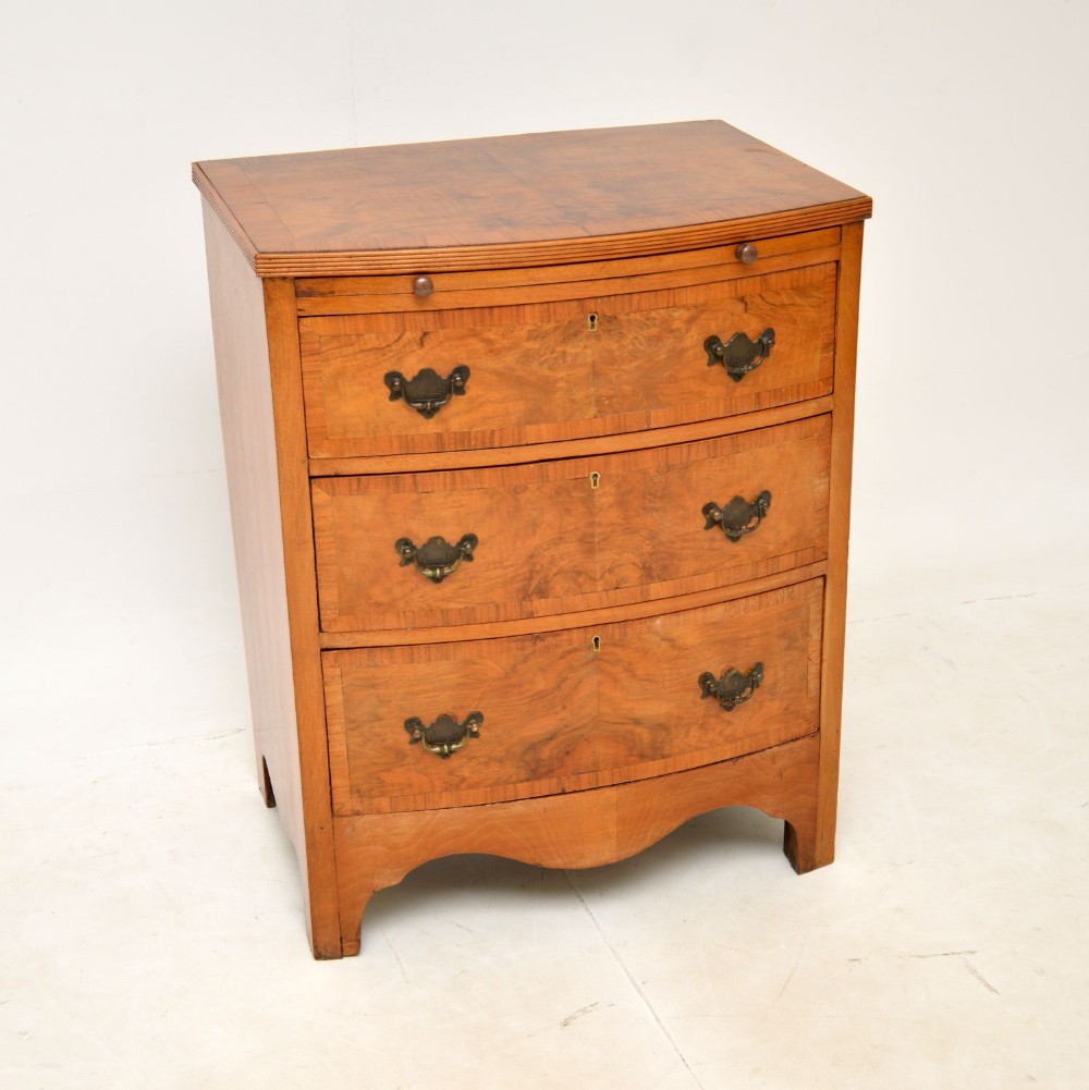 Antique Burr Walnut Bow Front Chest of Drawers
