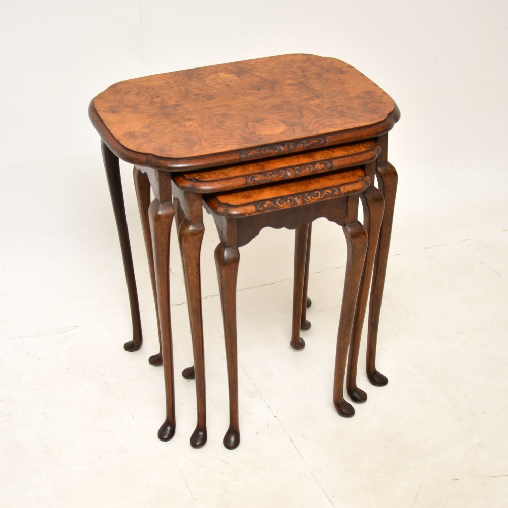 Antique Burr Walnut Nest of Three Tables
