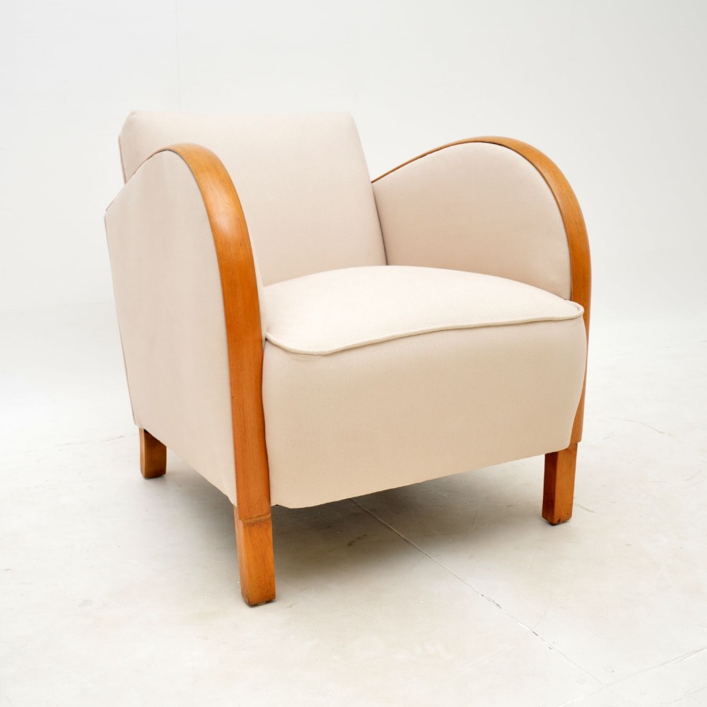 1920's Swedish Art Deco Satin Birch Armchair
