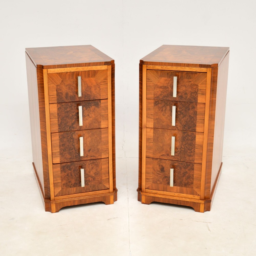 1920's Vintage Art Deco Burr Walnut Bedside Chests
