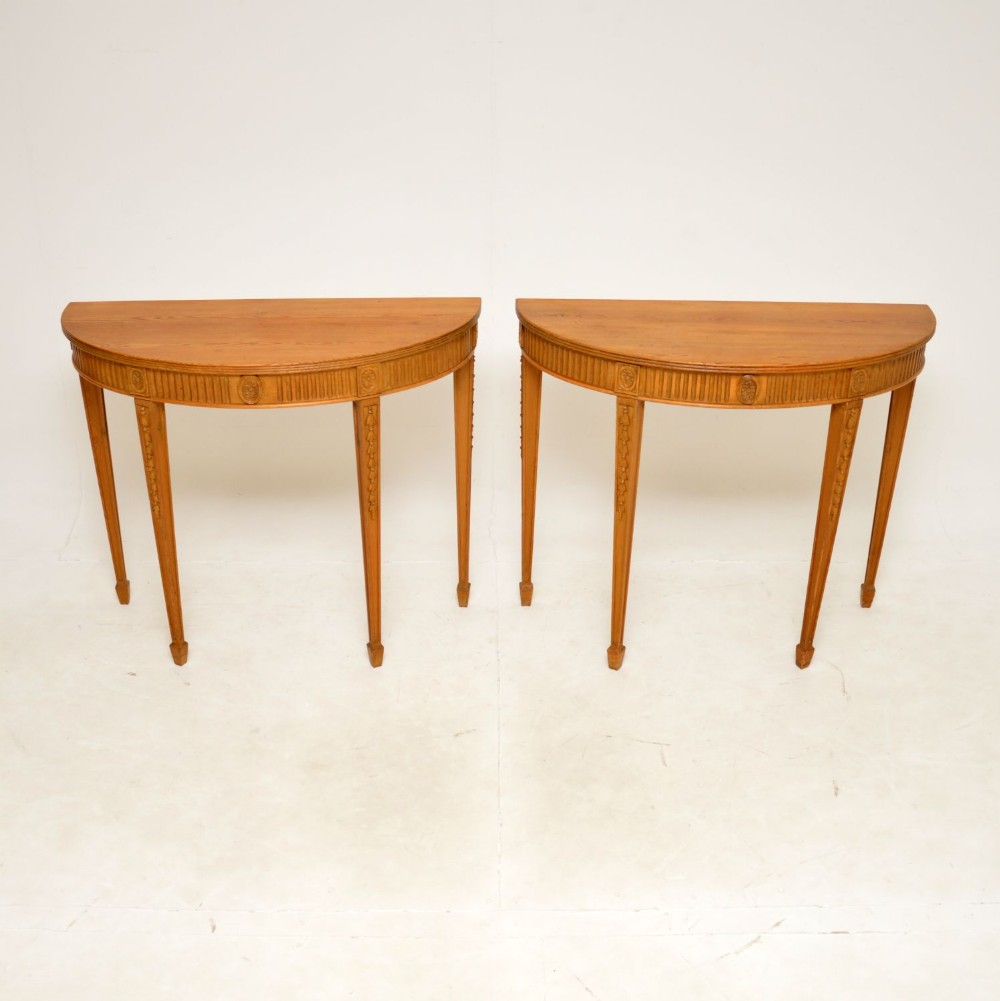 Pair of Adam Style Antique Pine Console Tables