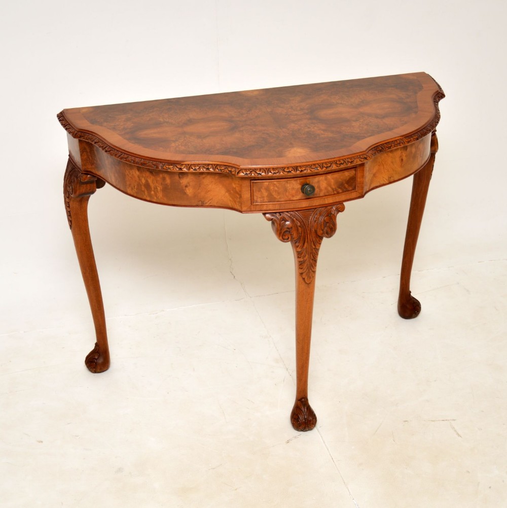 Antique Burr Walnut Console Side Table
