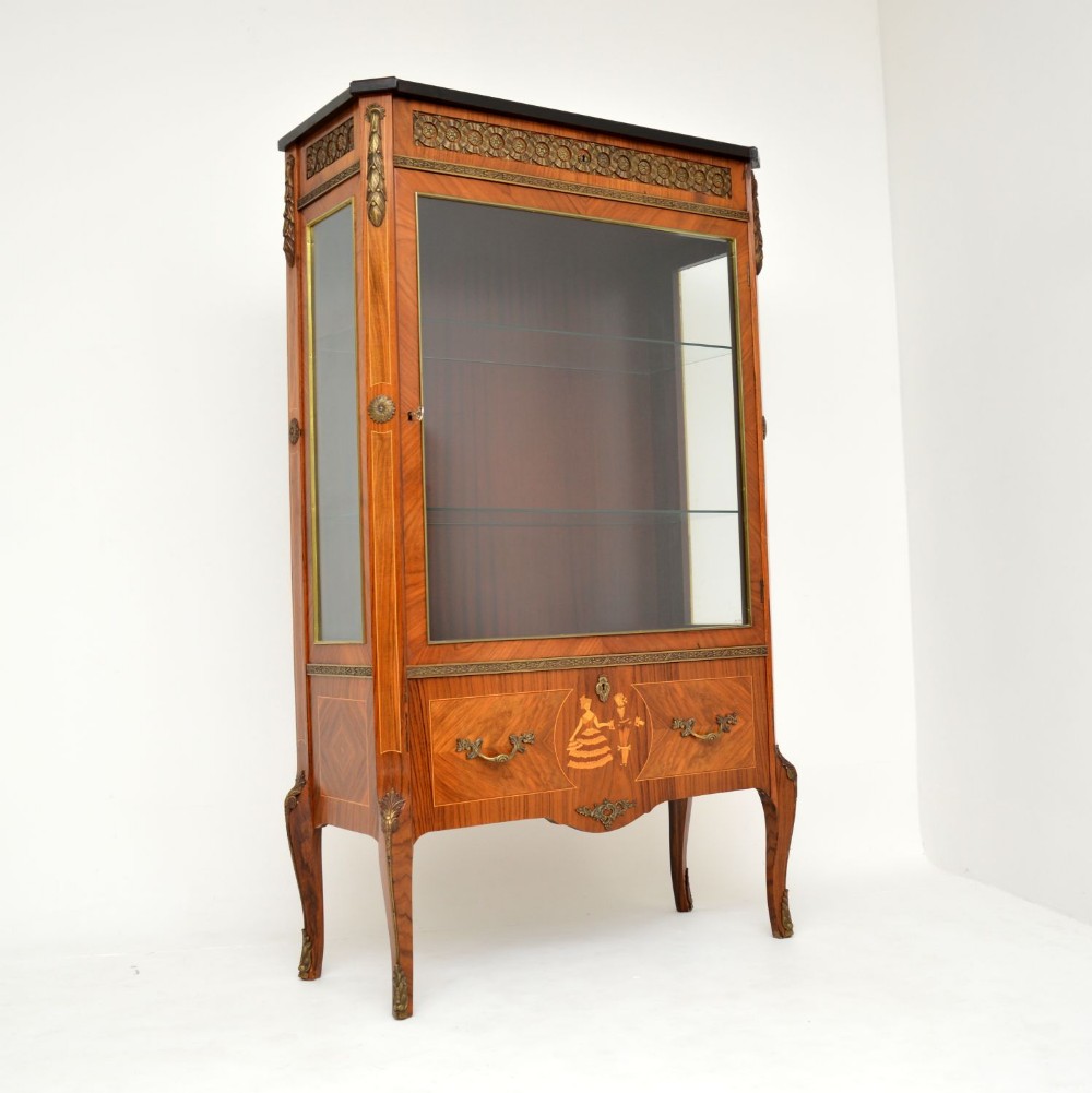 Antique Swedish Inlaid Marquetry Display Cabinet
