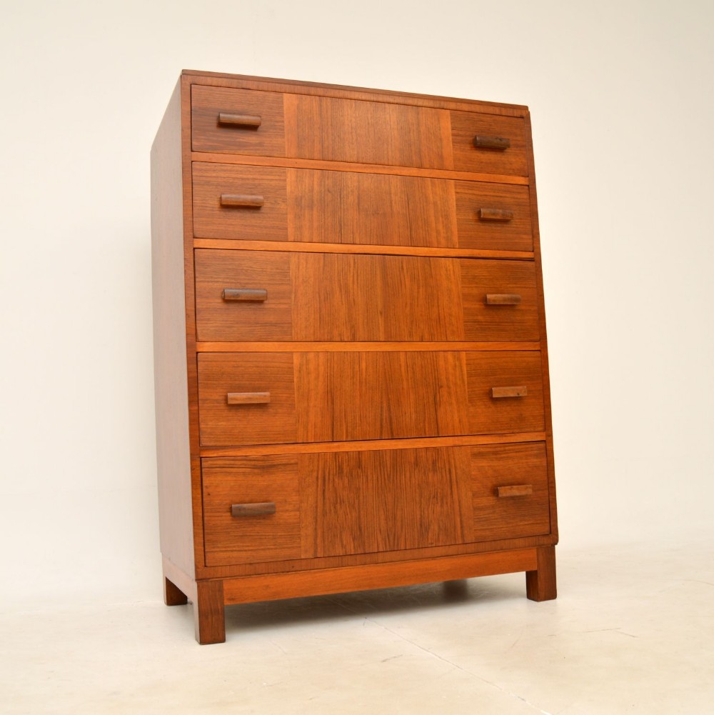 1920's Walnut Art Deco Chest of Drawers by Heal's
