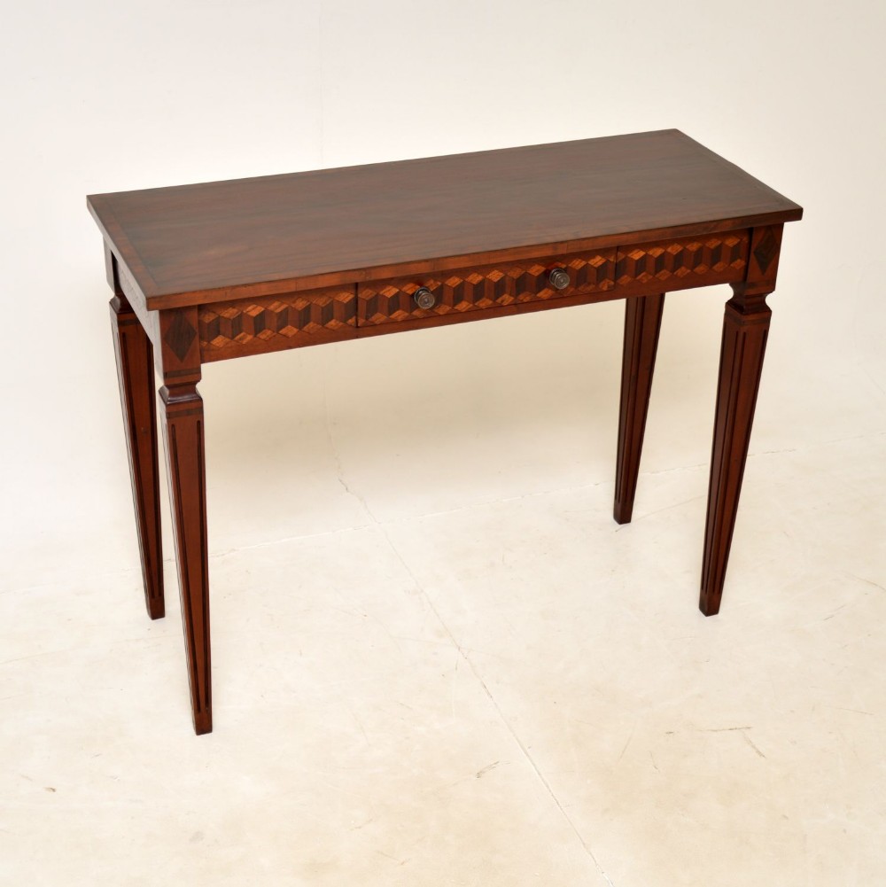 Antique Inlaid Mahogany Console Side Table
