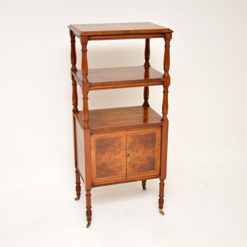 Antique Burr Walnut Etagere Stand
