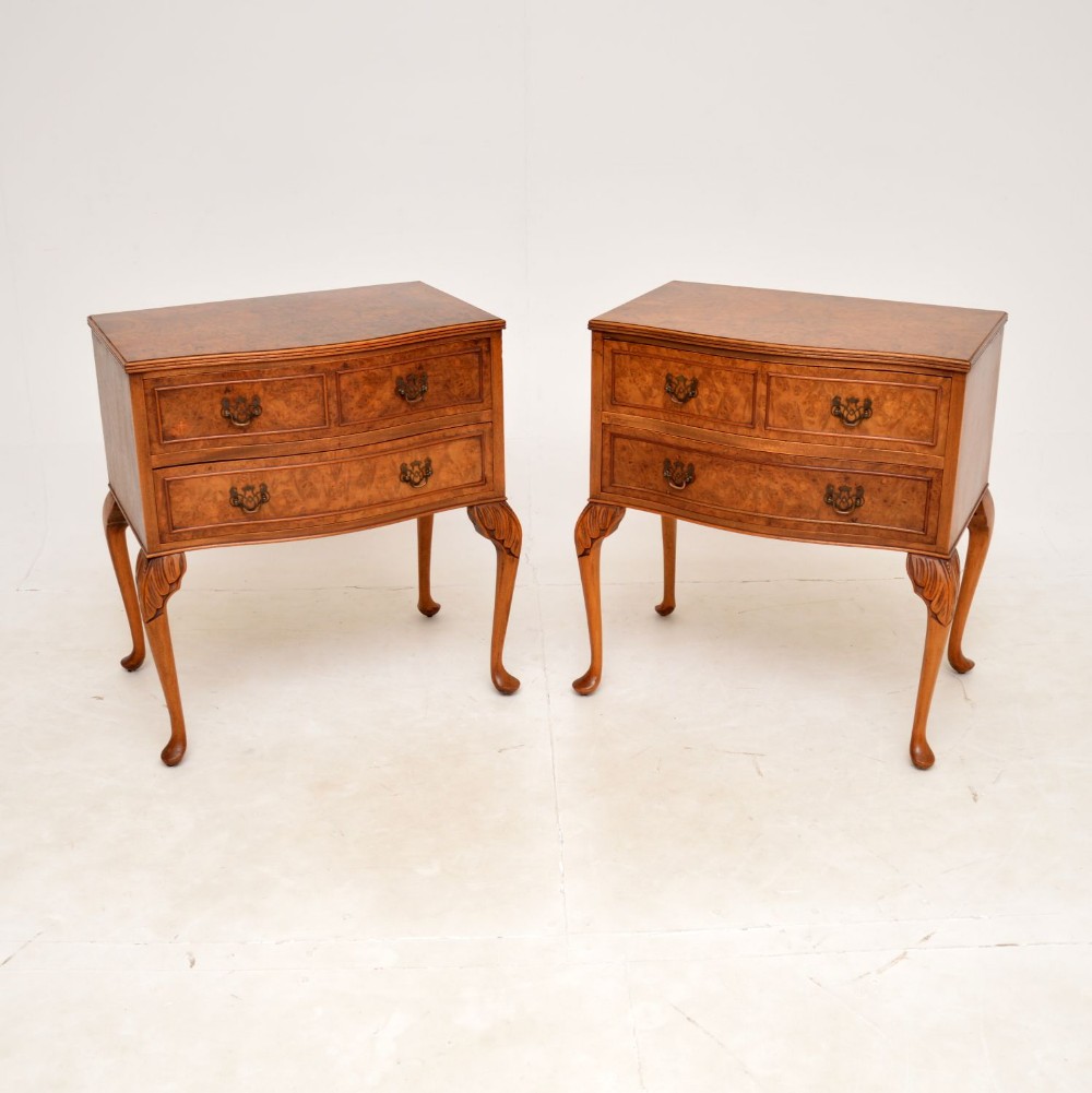 Pair of Antique Burr Walnut Bedside Chests
