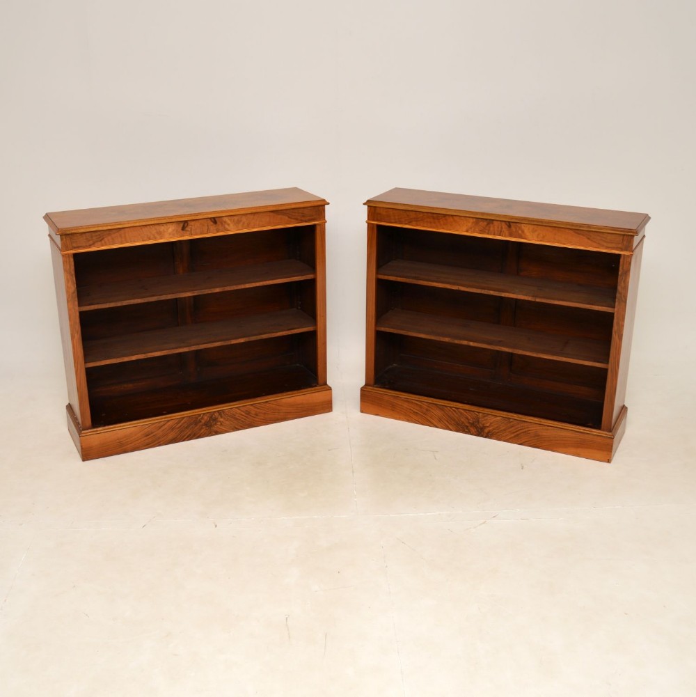 Pair of Antique Walnut Open Bookcases
