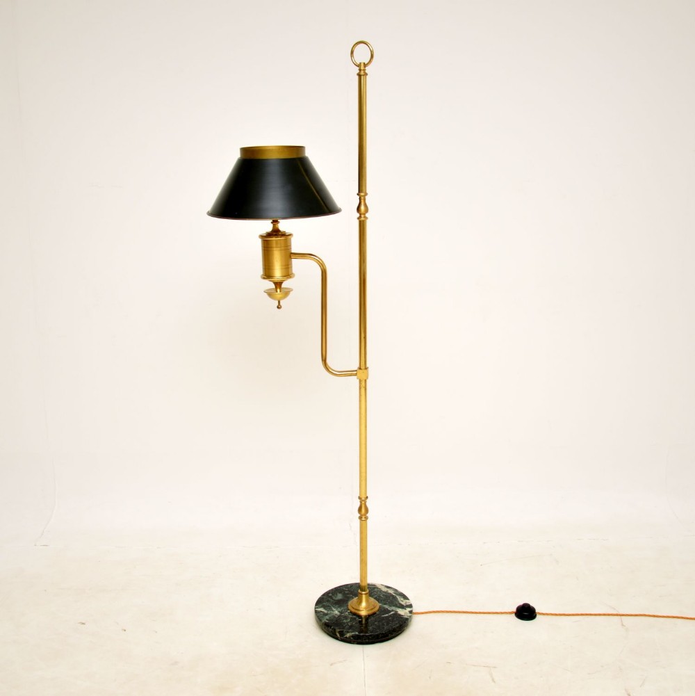 1930's Vintage Brass & Marble Floor Lamp
