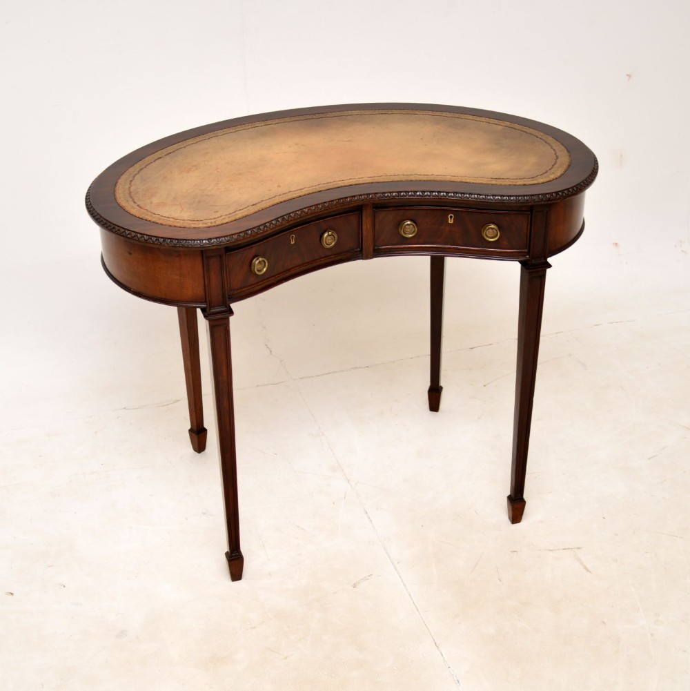 Antique Edwardian Mahogany Kidney Desk
