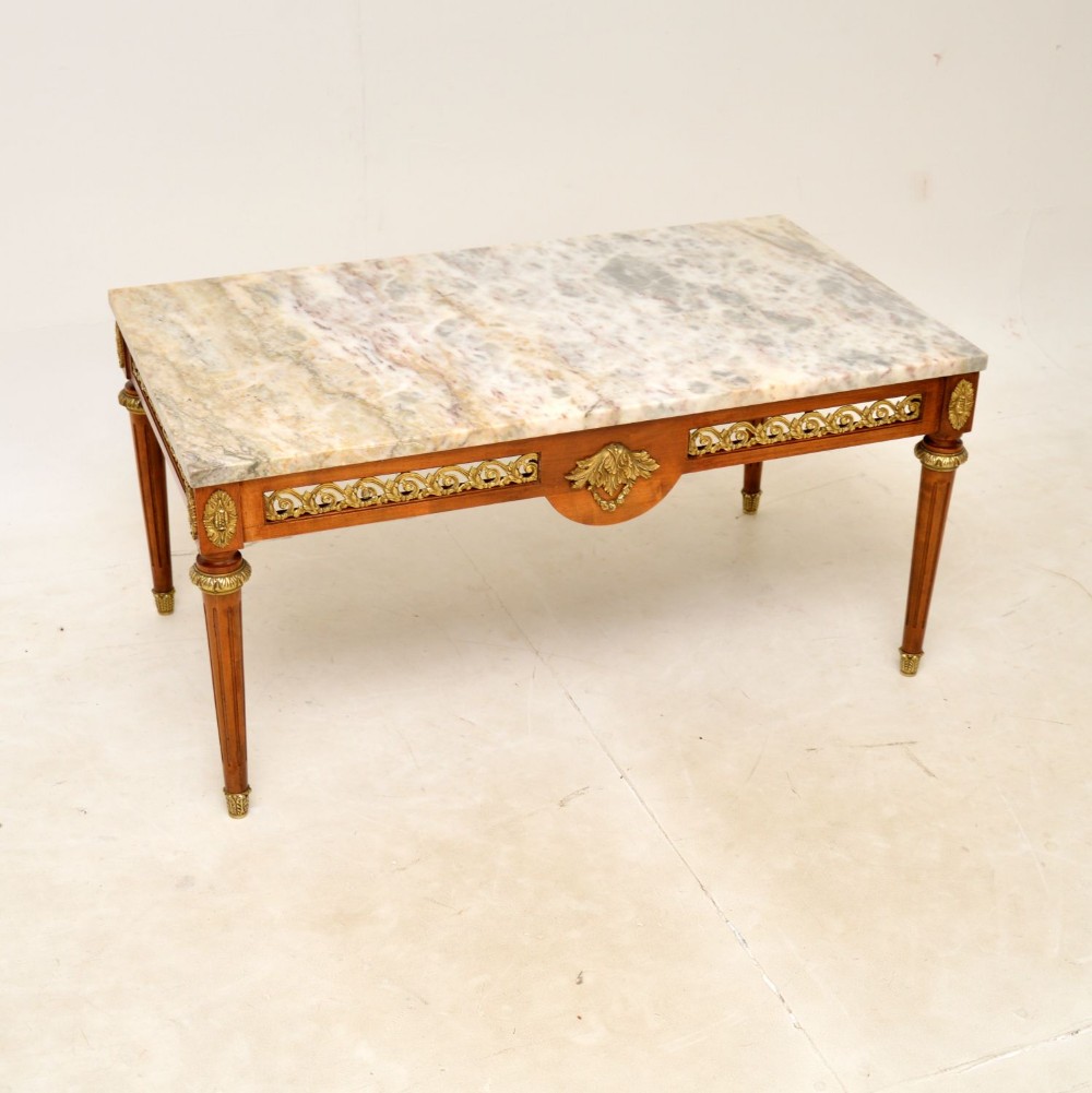 Antique French Marble Top Coffee Table
