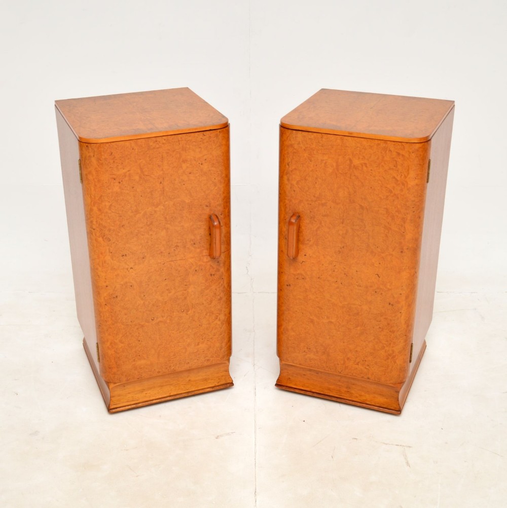 1930's Pair of Art Deco Birds Eye Maple Bedside Cabinets

