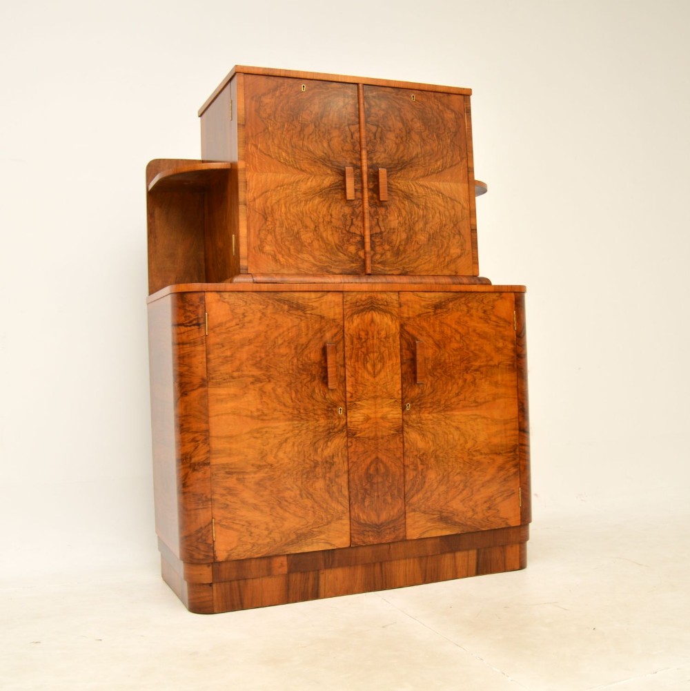1930's Art Deco Burr Walnut Cocktail Drinks Cabinet
