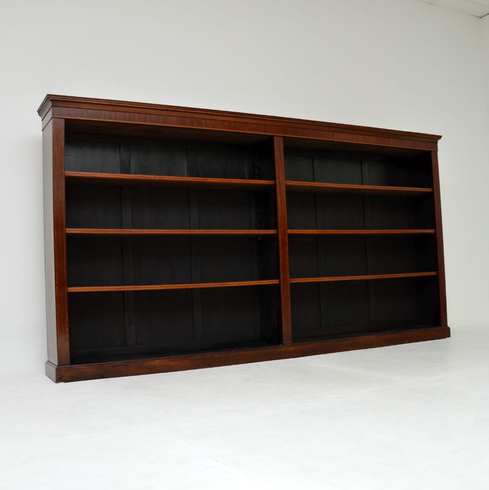 Antique Edwardian Inlaid Mahogany Open Bookcase
