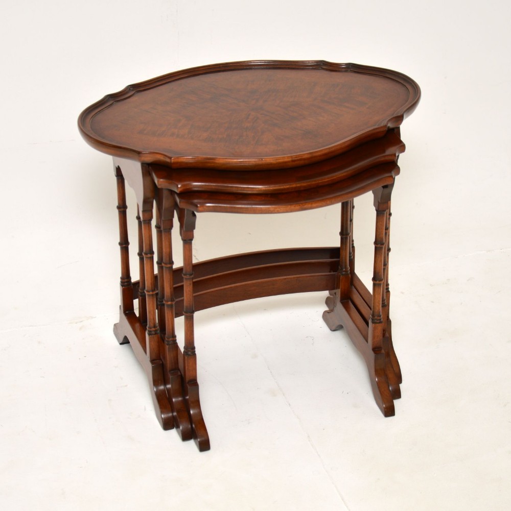 Antique Figured Walnut Nest of Three Tables