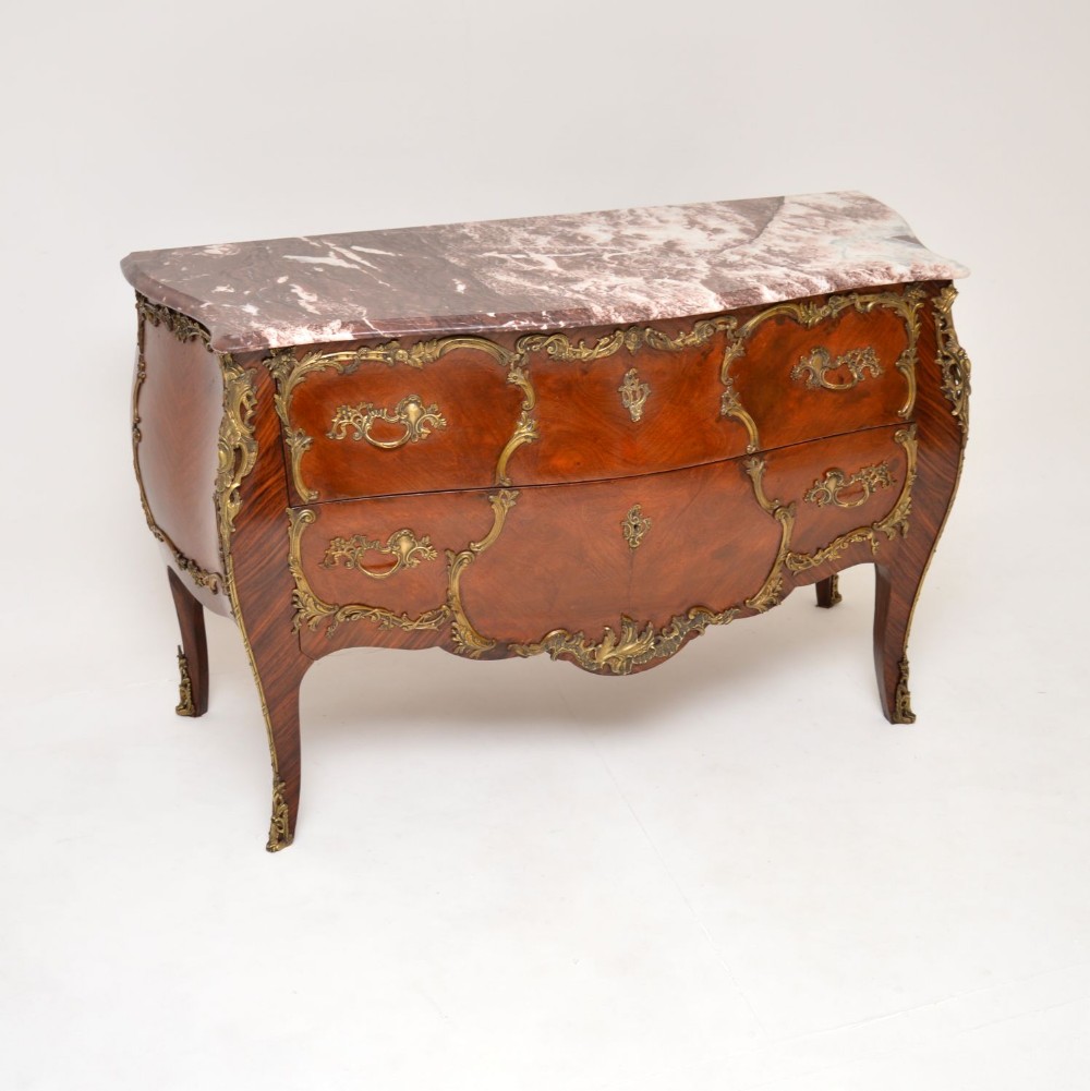 Antique French Marble Top Bombe Commode