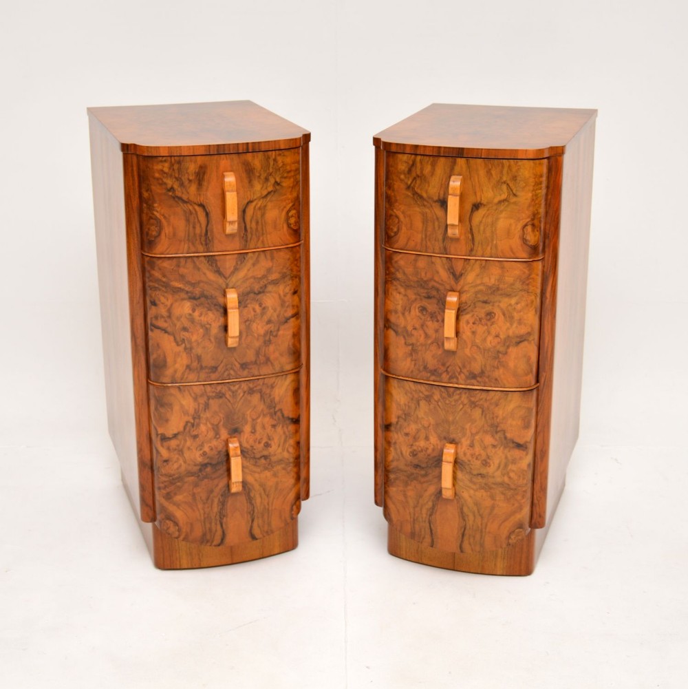 Pair of Art Deco Burr Walnut Bedside Chests