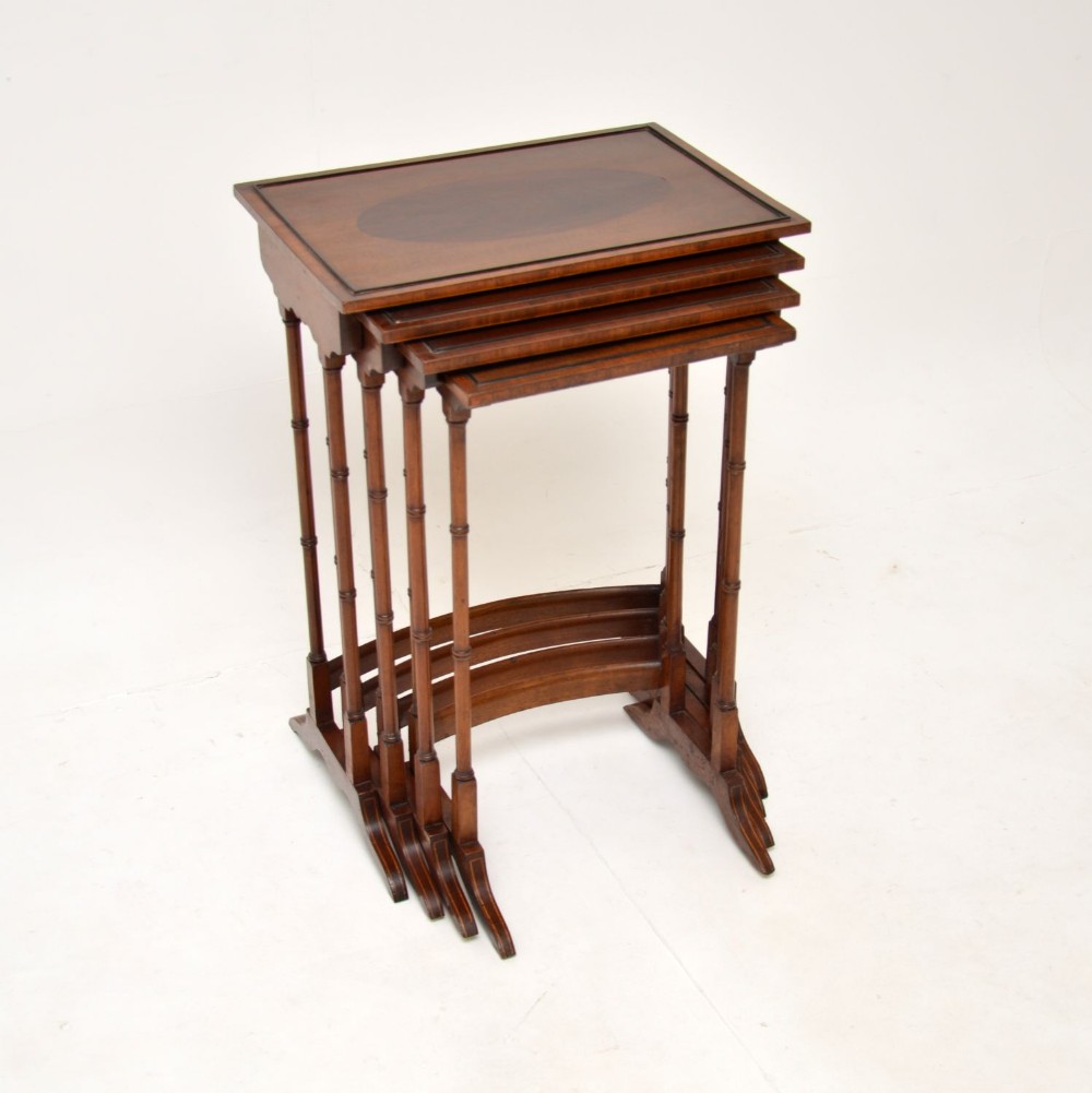 Antique Inlaid Mahogany Nest of Four Tables