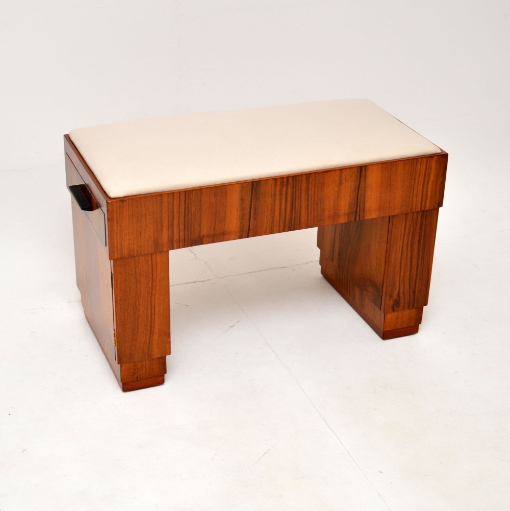 Art Deco Figured Walnut Duet Piano Stool
