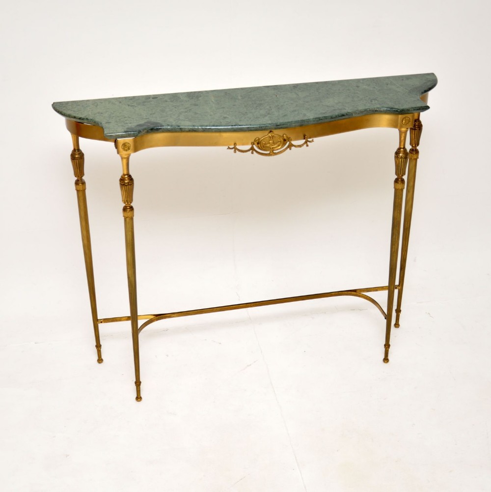 Antique French Brass and Marble Console Table
