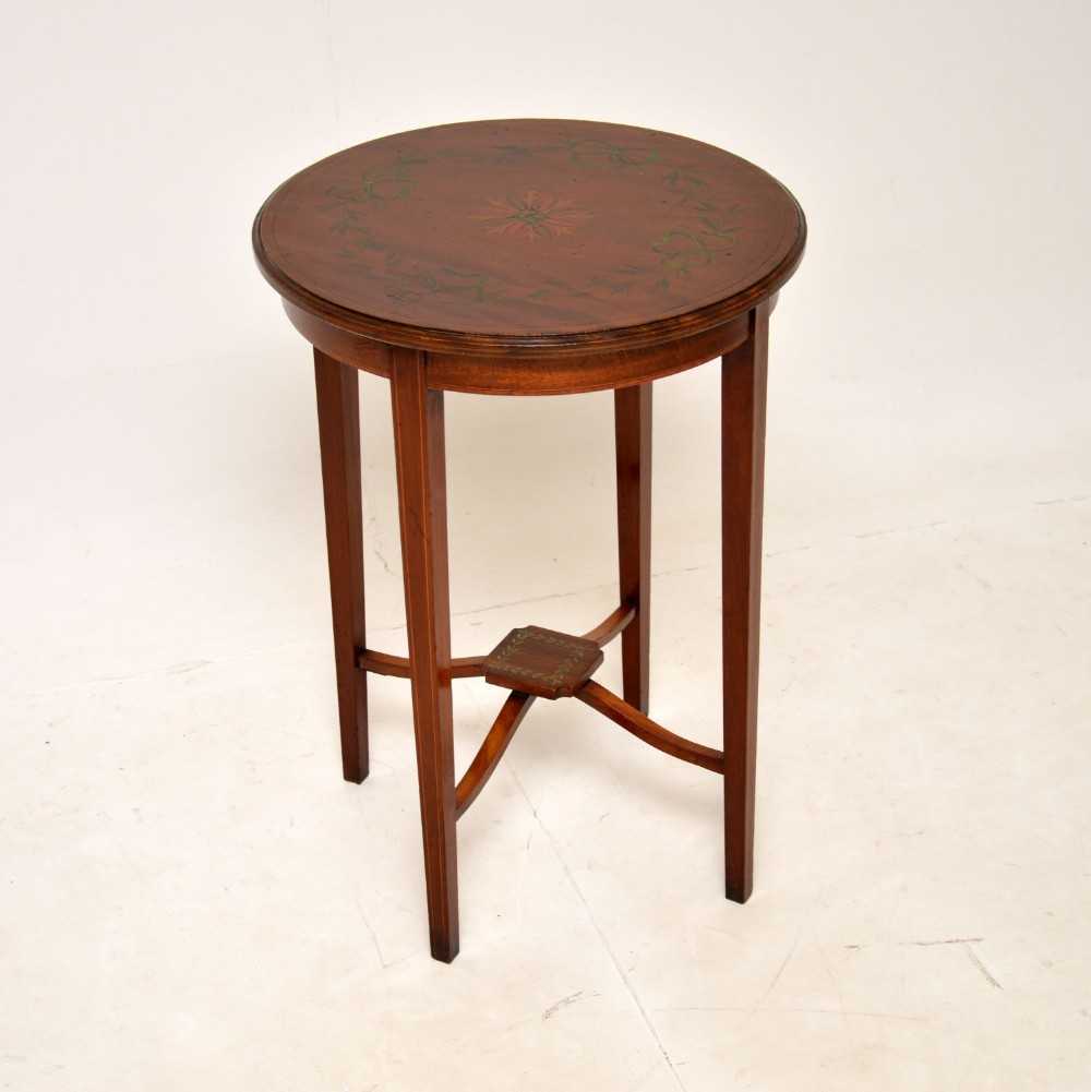 Antique Edwardian Inlaid Satinwood Occasional Side Table
