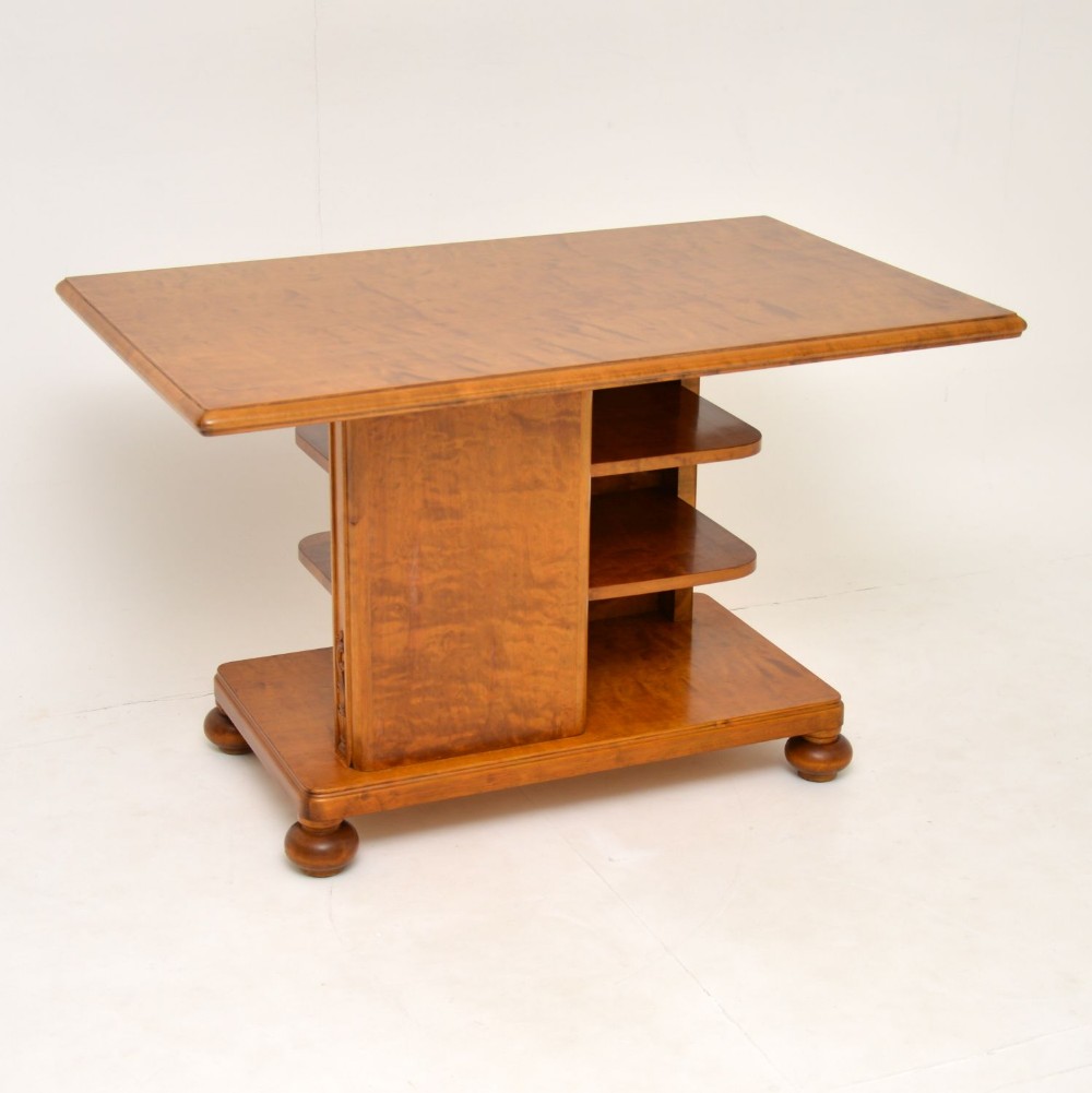 Antique Swedish Satin Birch Coffee / Library Table
