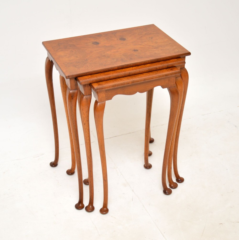 Antique Burr Walnut Nest of Three Tables
