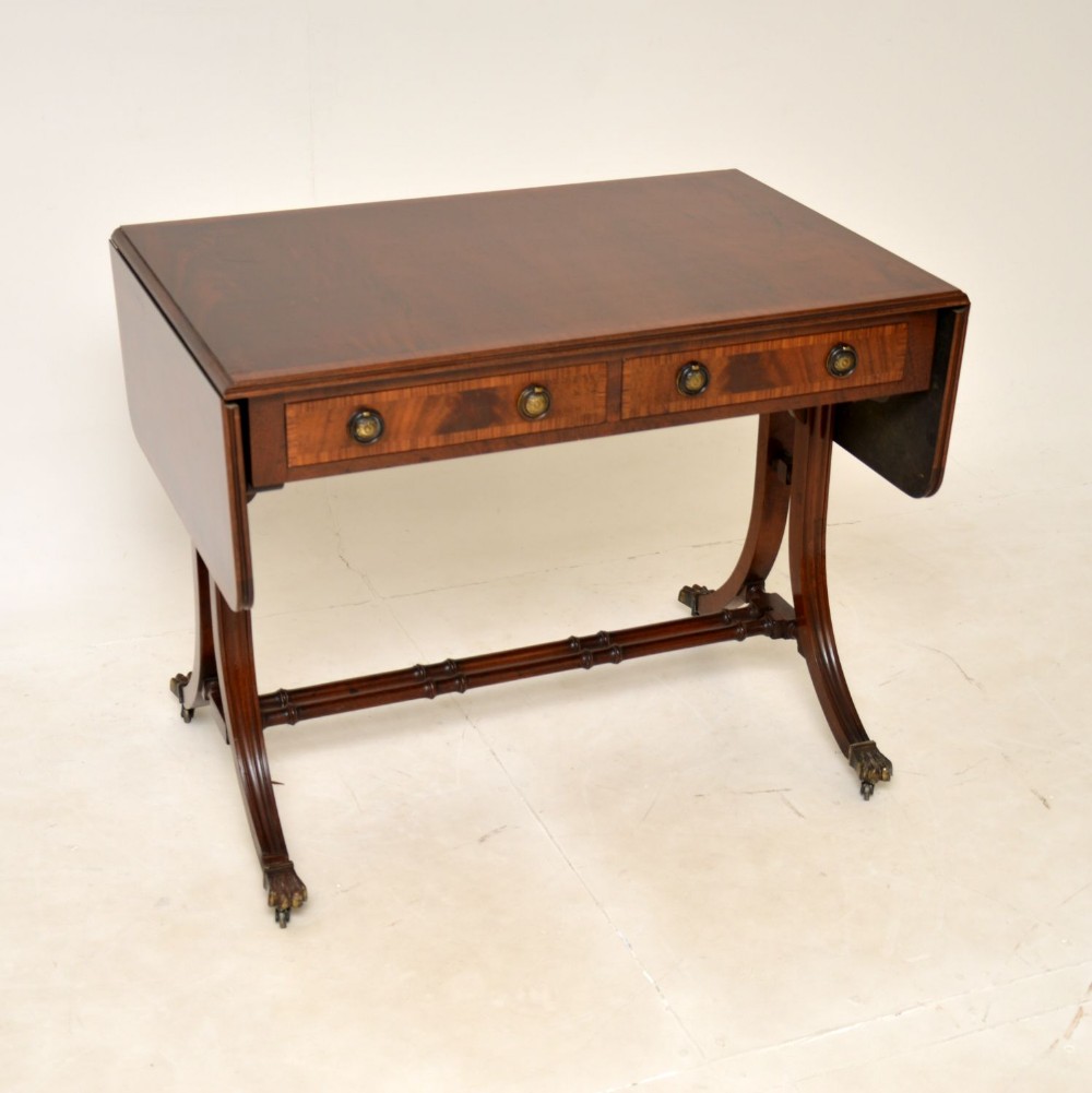 Antique Inlaid Mahogany Drop Leaf Sofa Table
