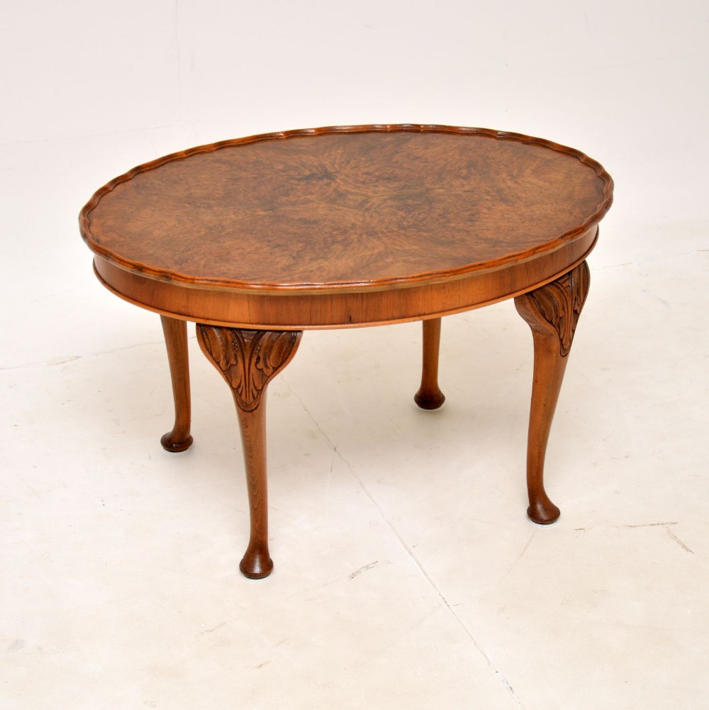 Antique Burr Walnut Pie Crust Coffee Table
