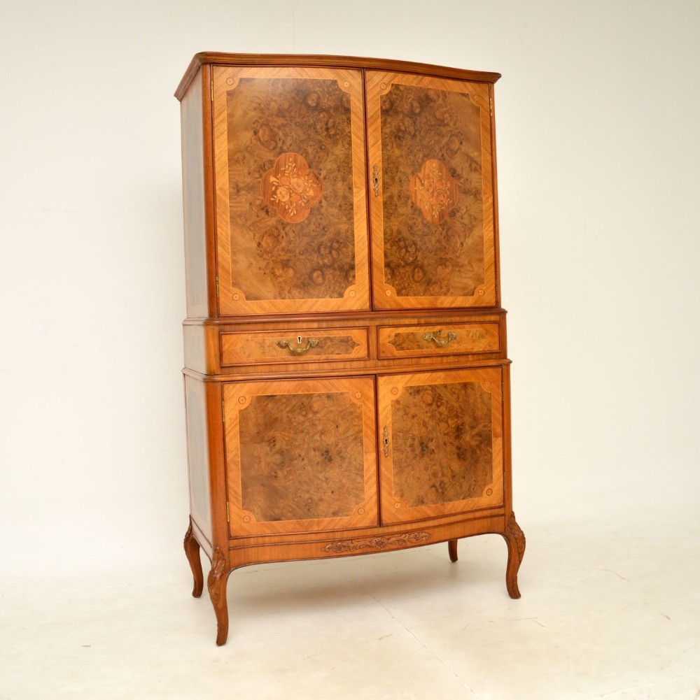 Antique French Inlaid Walnut Cocktail Drinks Cabinet
