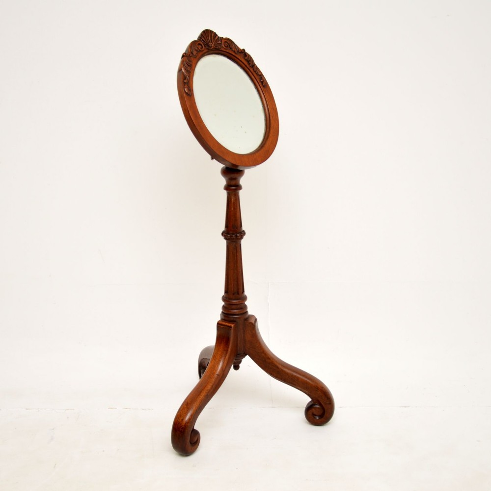 Antique Victorian Carved Mahogany Shaving Mirror
