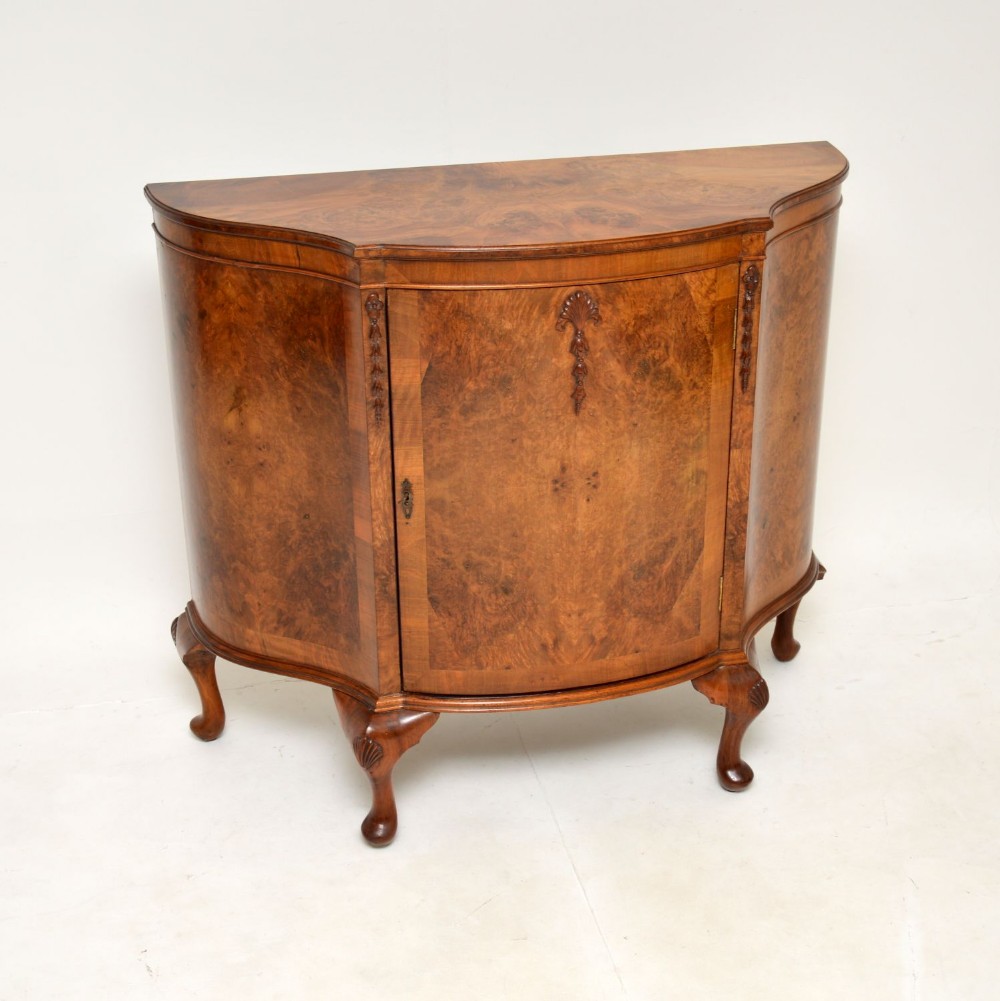 Antique Burr Walnut Queen Anne Style Cabinet
