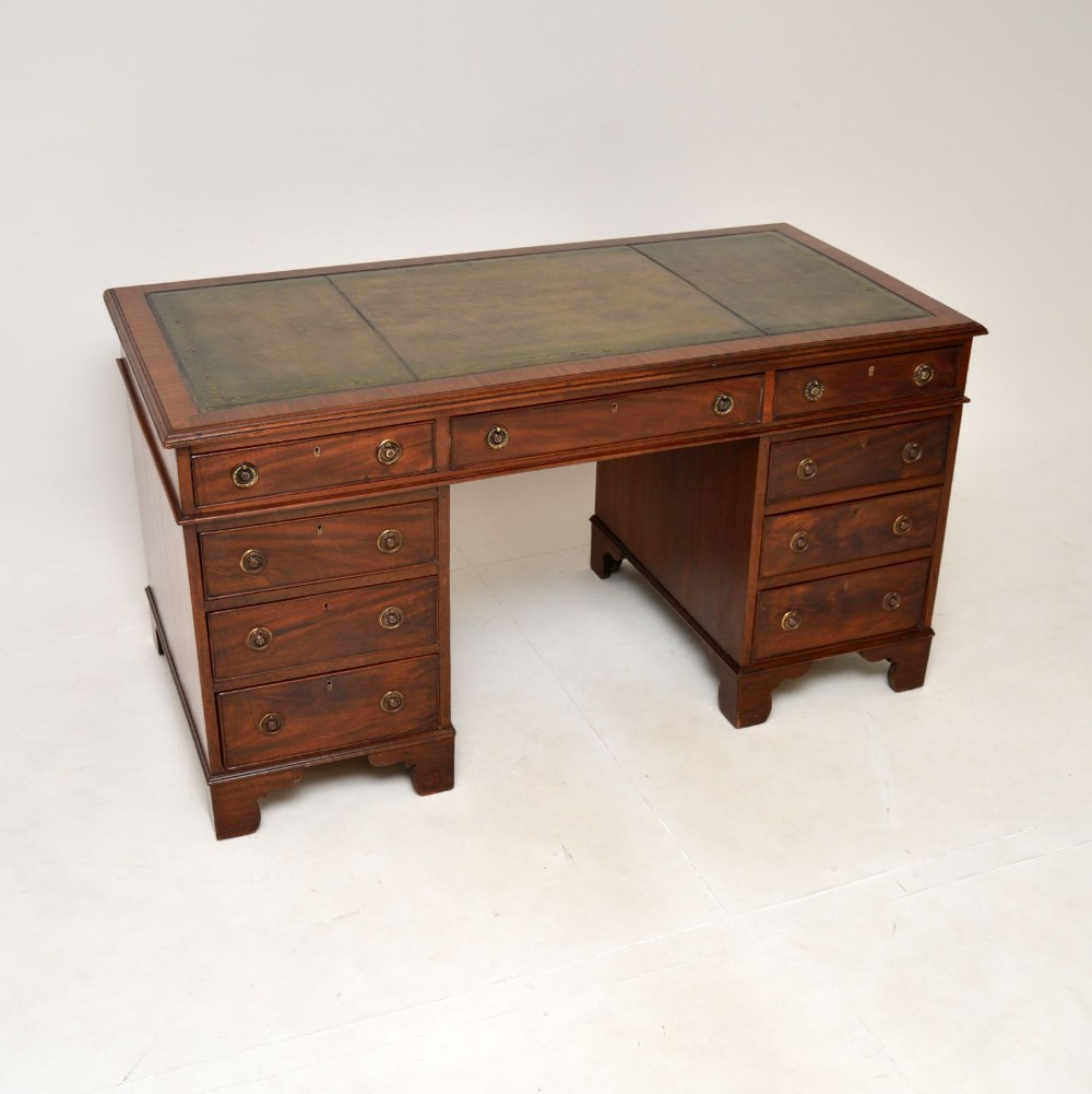 Antique Georgian Mahogany Leather Top Pedestal Desk
