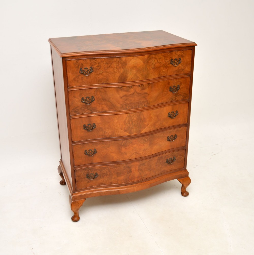 Antique Burr Walnut Serpentine Chest of Drawers
