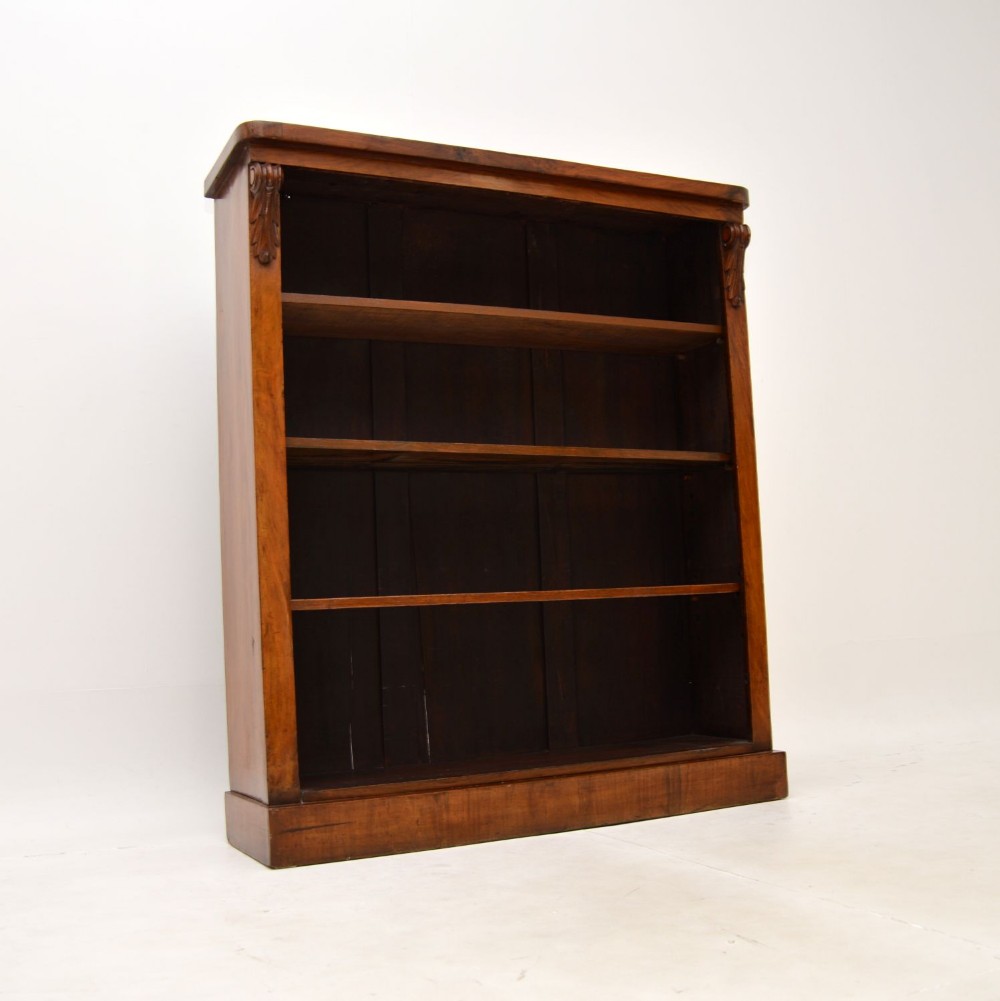 Antique Victorian Walnut Open Bookcase
