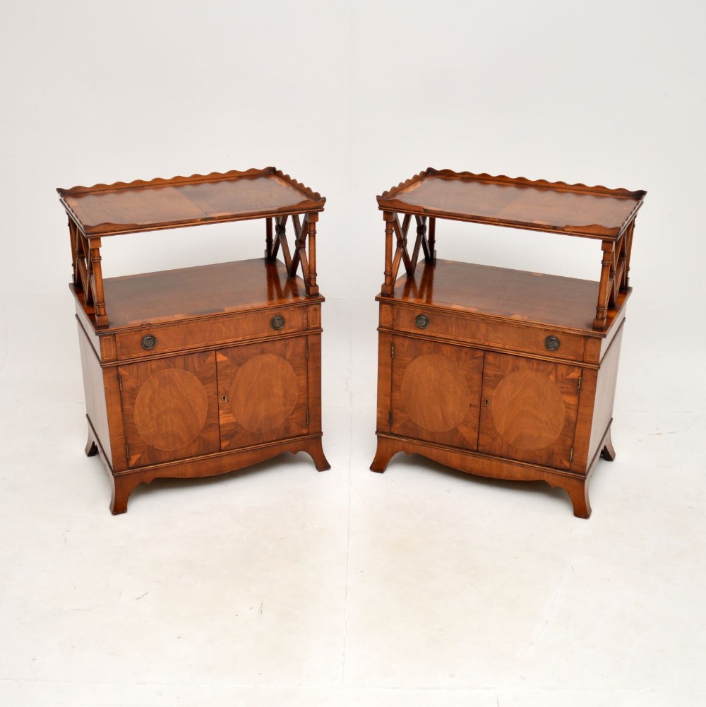 Pair of Antique Yew Wood Side Cabinets
