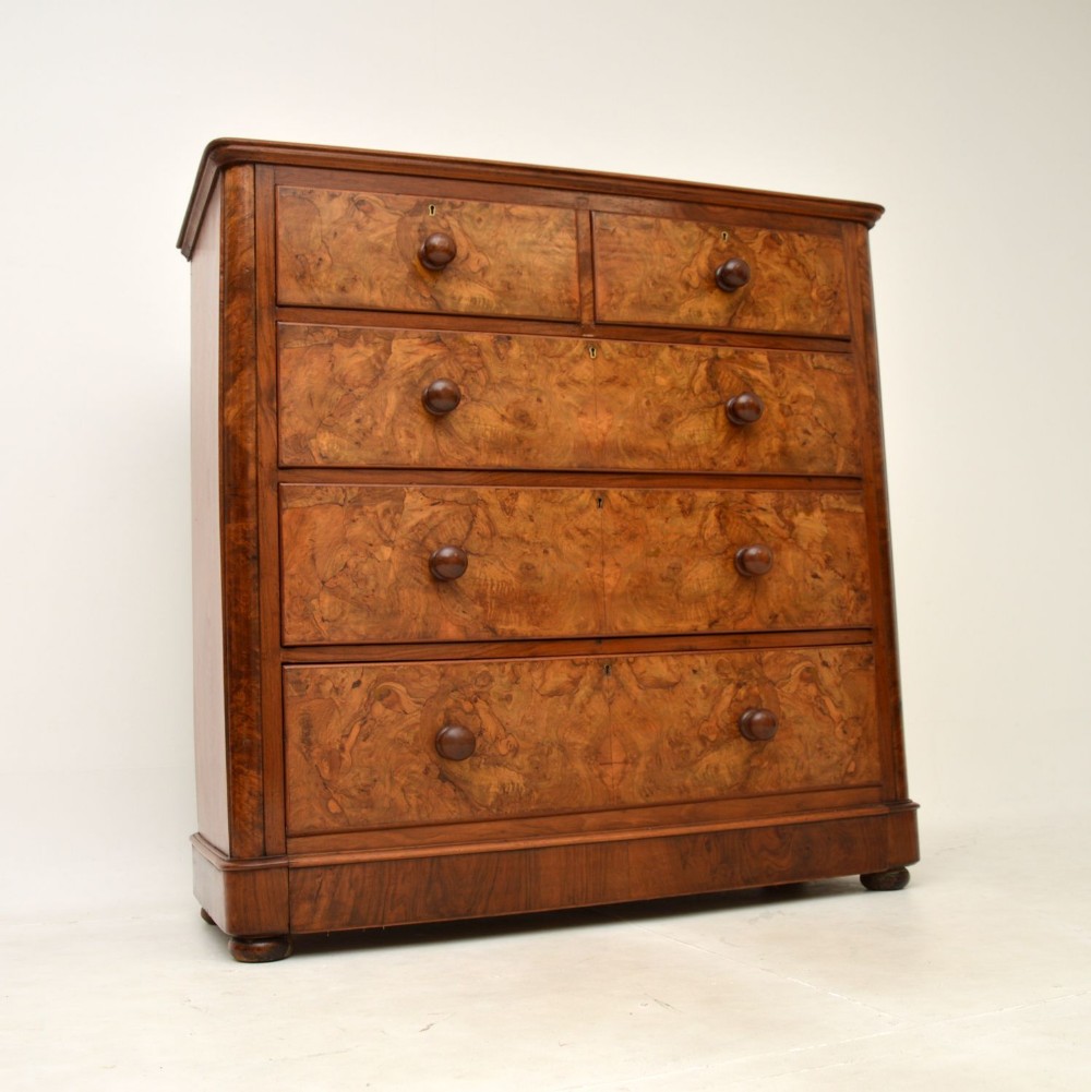 Large Antique Victorian Burr Walnut Chest of Drawers
