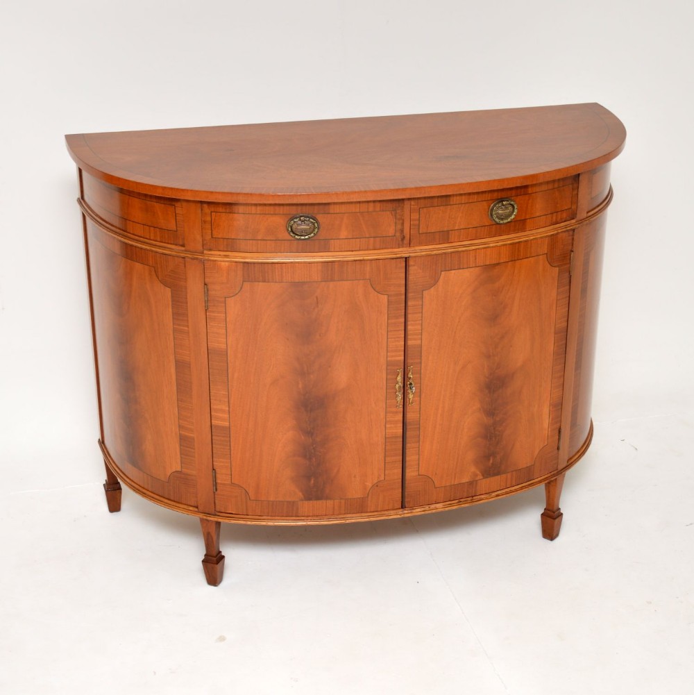 Antique Sheraton Style Inlaid Mahogany Bow Front Cabinet
