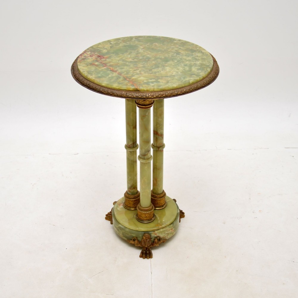 Antique French Onyx and Gilt Metal Occasional Side Table
