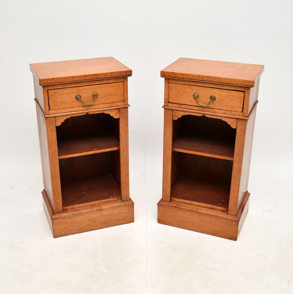 Pair of Antique Birds Eye Maple Bedside Cabinets
